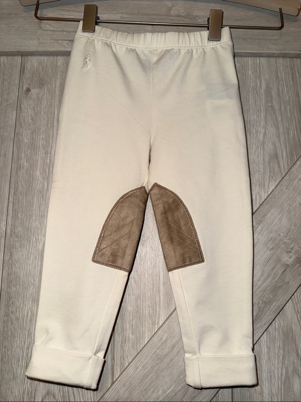 Ralph Lauren Cream Leggings with Brown Knee Patches